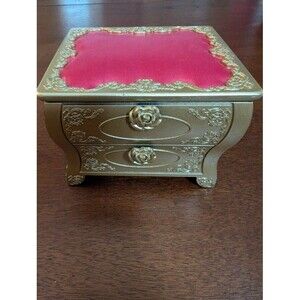 Betsey Johnson Gold-Tone Pink Jewelry Box Vintage
